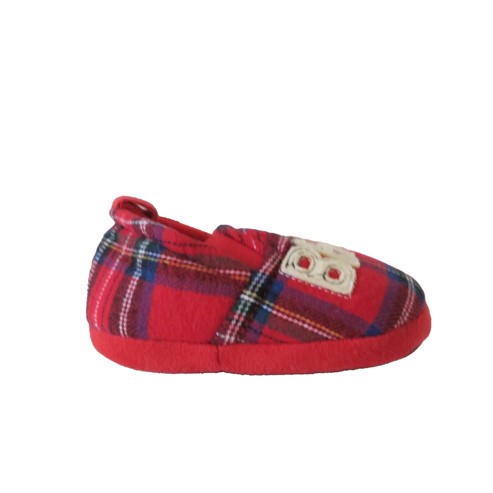 Target Unisex Red Plaid Slippers size: 9-12 Months